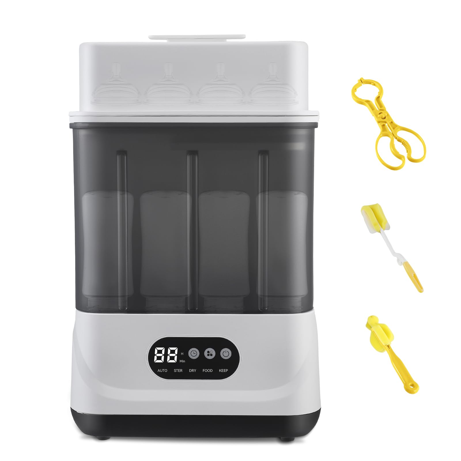 Esterilizador y secador de biberones – Esterilizador eléctrico a vapor 4 en 1 para 9 biberones y chupetes – Esterilizador a vapor de 2 niveles para biberones y accesorios de sacaleches