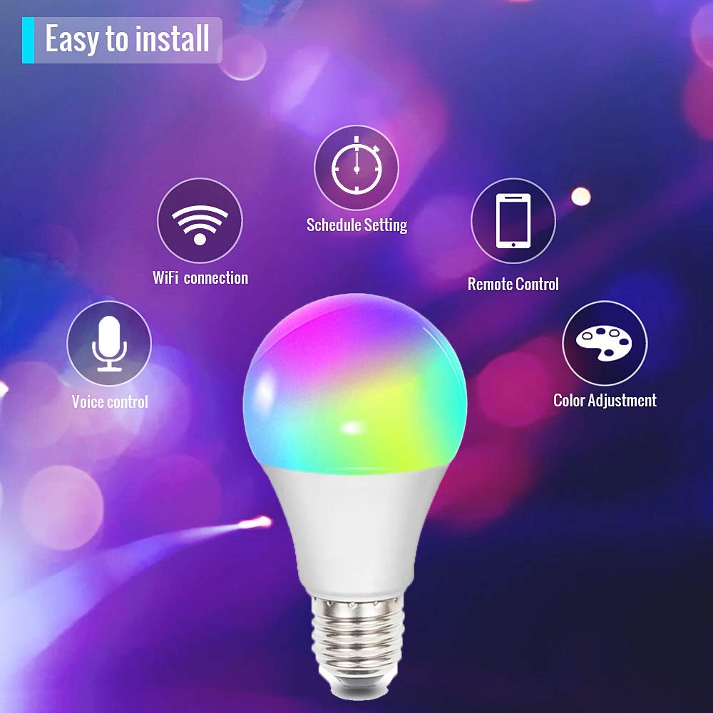 Fcmila Wifi Smart Lamp Bulb, 10w Smart Dimmable Colorful Light Bulb Intellegent App Control Remoto Trabaja Con Alexa/Google Assistant/Siri/Ifttt (e27 / B22 / E26 / E14 / Gu10)