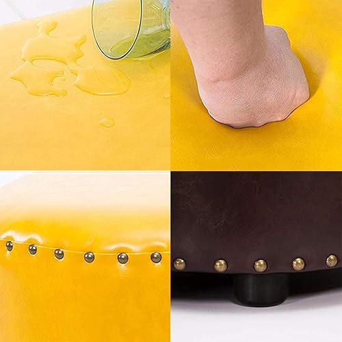 Miniatura 2 de Reposapiés para sofá, taburete de cuero de cera de aceite sintético, reposapiés otomano, puf, banco de zapatos, taburete para piernas, taburete de
