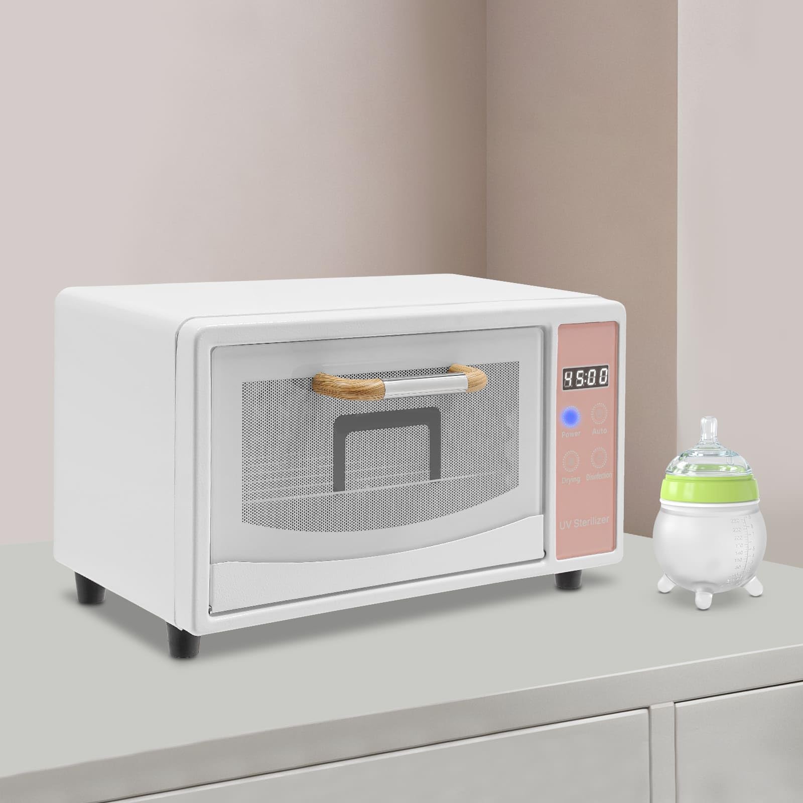 Sterylizator UV 160W 10L, suszenie na gorącym powietrzu 75℃, funkcja timera, do narzędzi do paznokci, bielizny, sztućców (różowy)