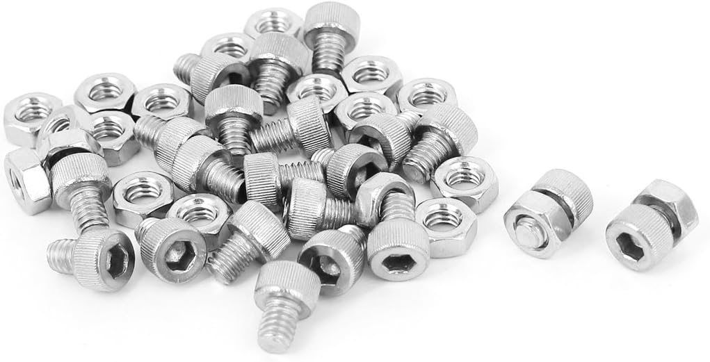 uxcell M4x5mm Hex Socket Head Knurled Cap Screws Bolts Nuts Set 20Pcs