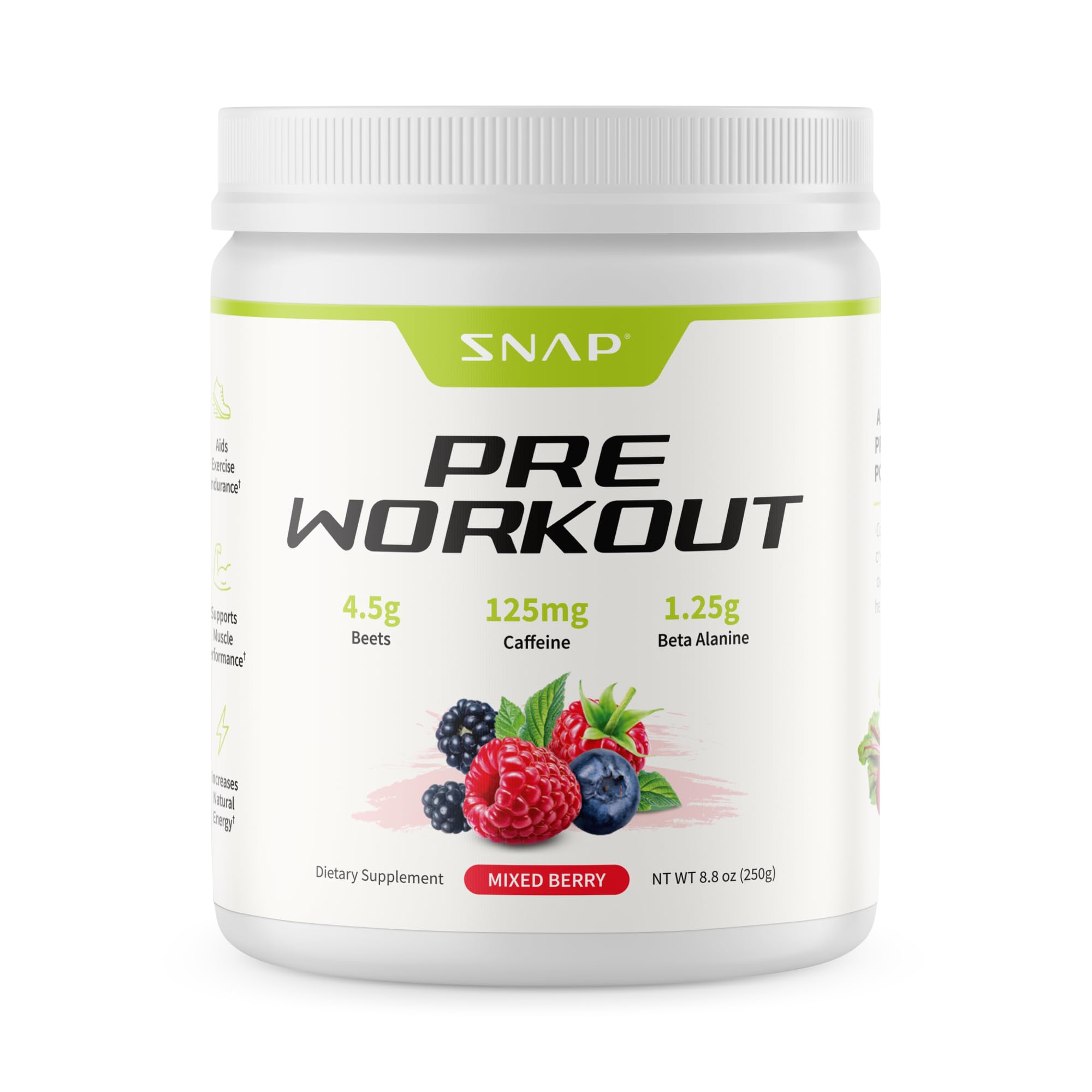 Sponsored Ad - Snap Supplements Pre Workout Beet Root Powder, Nitric Oxide Supplement for Men and Women with Organic Beets and B Vitamins, Energy and Heart Health Support, 30 Servings, Mixed Berry
