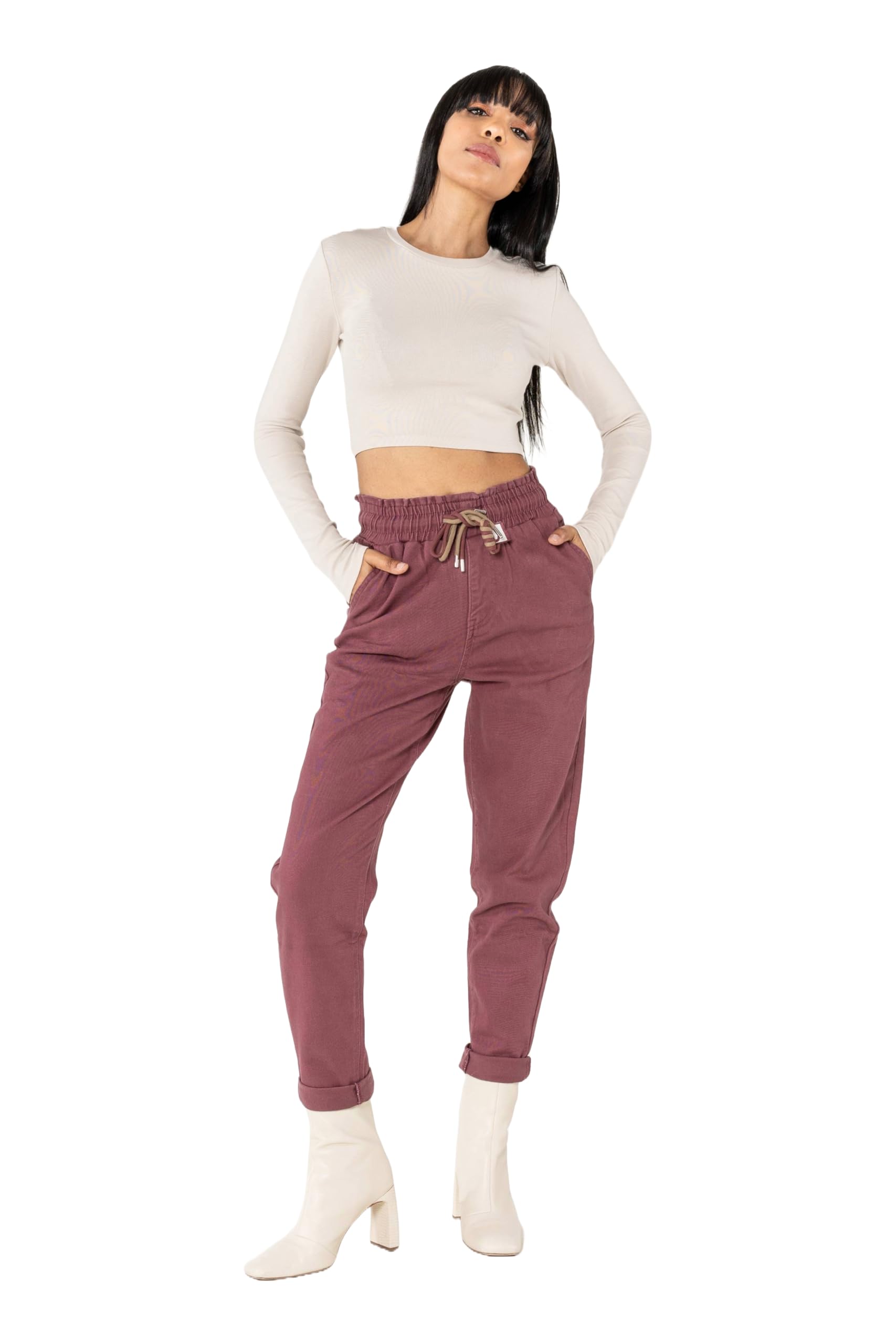 Nina Carter P500 Jeans casual da donna, in stile jogger, a vita alta, pantaloni da jogging estivi
