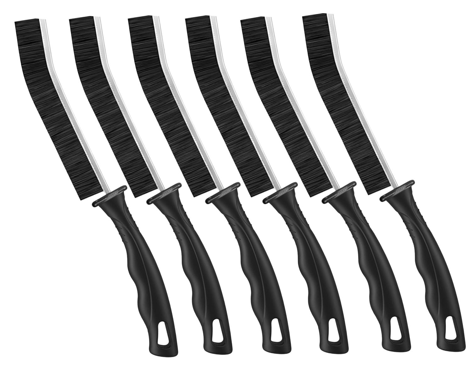 Topest Black 6X Crevice Cleaning Brush Hard-Bristled | Multifunctional Gap Cleaning Brush | Grout Brush For Narrow Hard To Reach Places | Suitable For Around Bathroom Fittings, Taps, Hob, Kitchen Sink