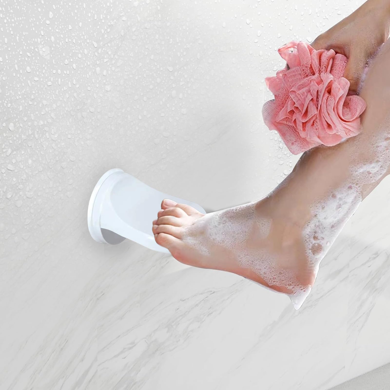 Repose Pieds Douche Antidérapant Ventouse Salle Bain Auxiliaire Enfants Agés Femmes Enceintes Toilettes Pied Jambes Pédale Douche Rasoir Imperméable à Eau Famille Hôtel Blanc
