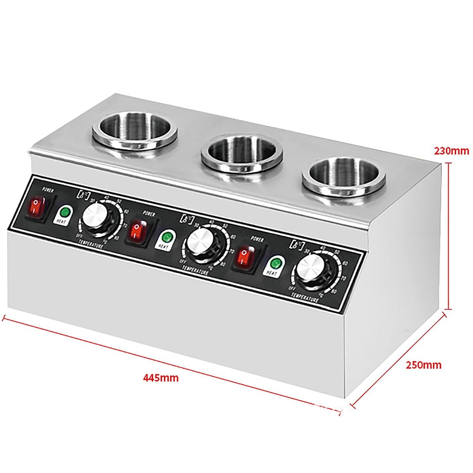 Calentador Eléctrico Comercial De Salsas, Calentador De Chocolate Caliente Con Control Independiente Y Dispensador De Aderezos, Temperatura Ajustable De 30 A 85°C, Para Queso Nacho(3cans)