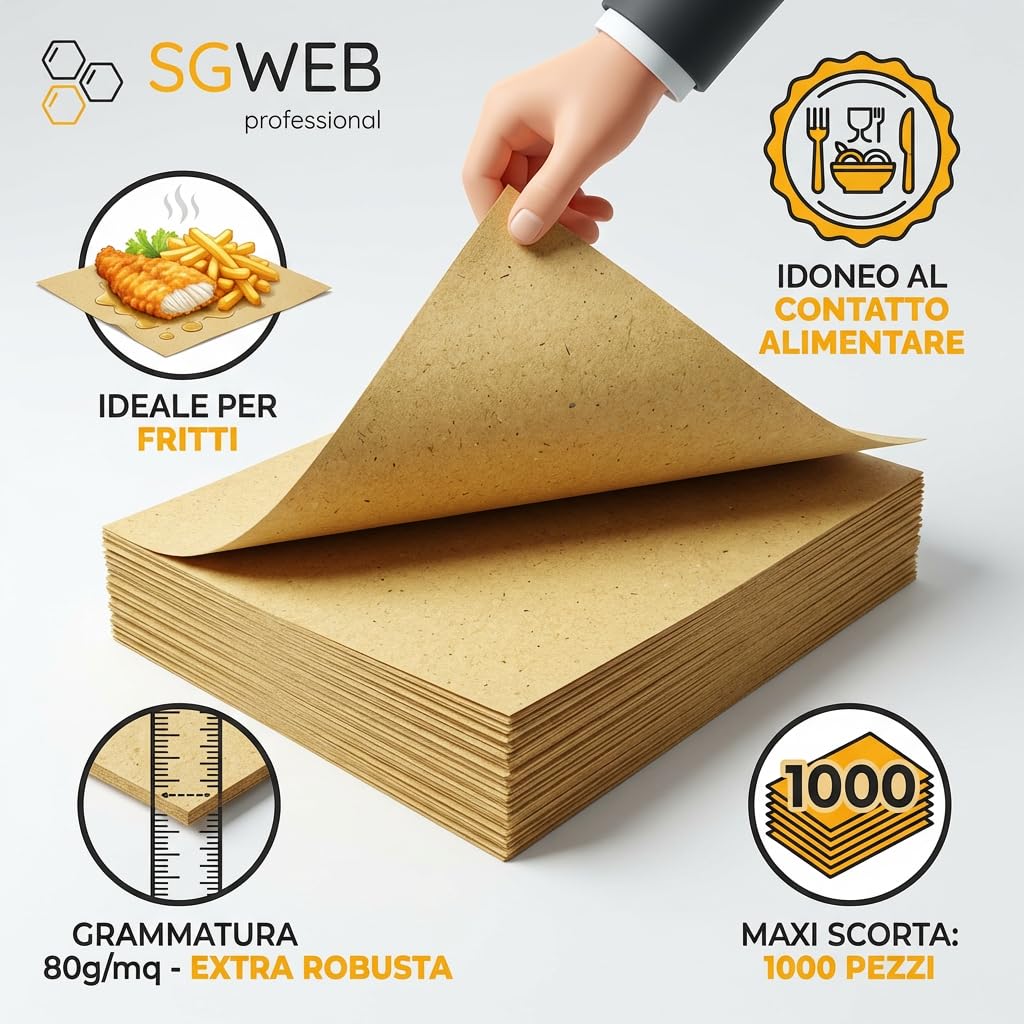 Tovagliette di Carta Paglia 30x40cm Monouso per Ristoranti e Bar - Carta Riciclata Naturale 80gr/mq - Sottopiatti Americani per Alimenti Senza Loghi, Formato Rettangolare 1000 Pezzi