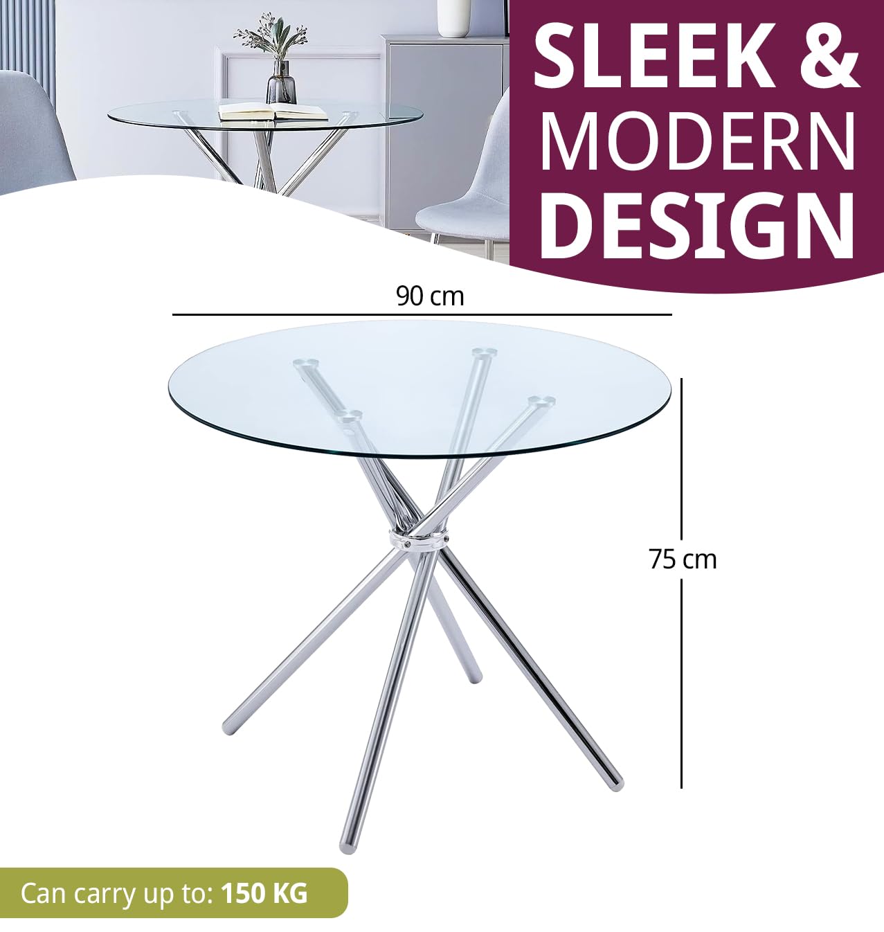 Tavolino con gambe incrociate e piano in vetro fumé 75 cm - AERIS