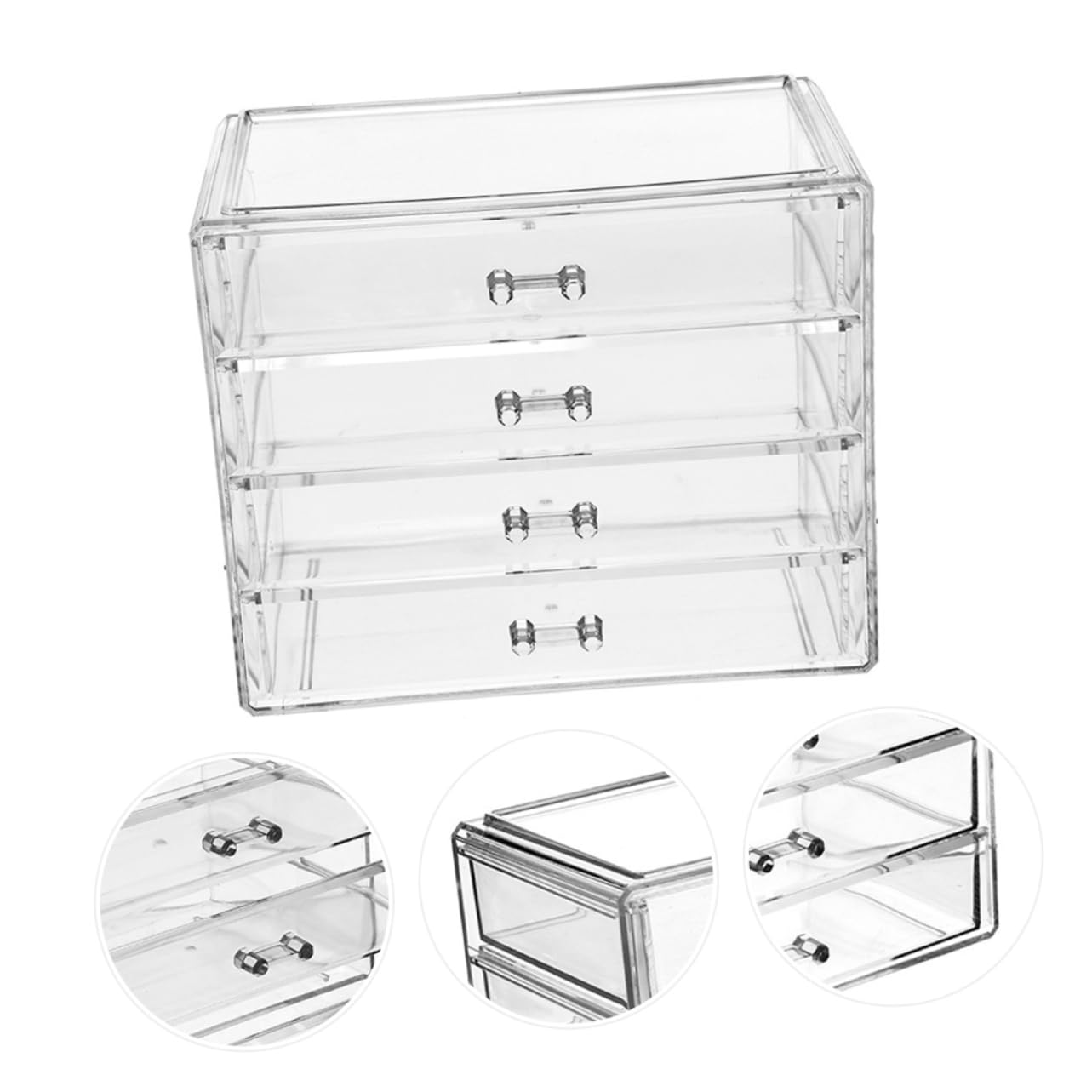 Transparenter Kosmetikkoffer aus Acryl mit 4 Schubladen Geschlossener Schminke Aufbewahrungsbehälter für Lippenstift und Make Up für Haushalt