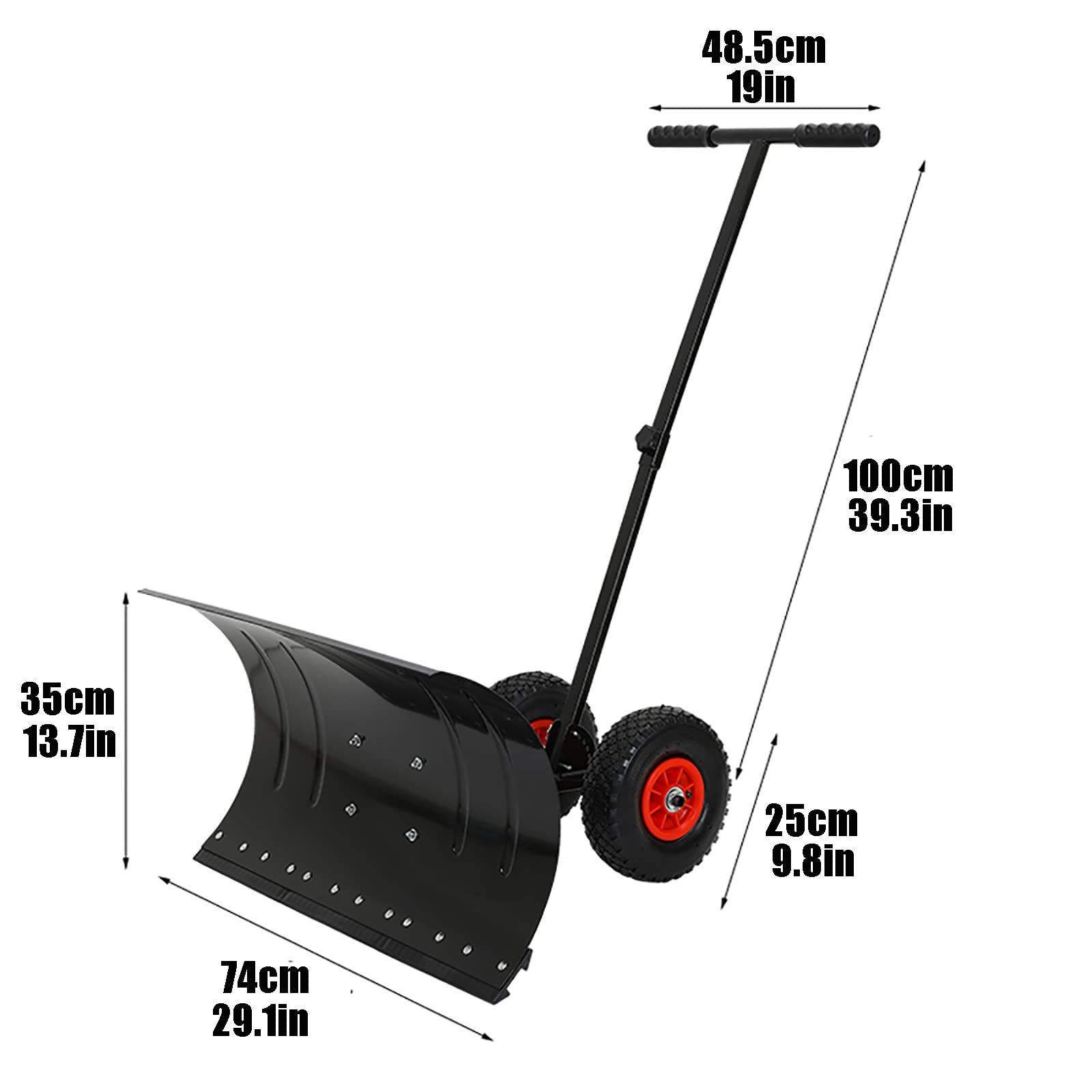 Palas para nieve Pala para quitar nieve de acero blanco con empuñadura en T, empuñadura para quitar nieve con altura ajustable, utilizada para quitar nieve en caminos de invierno, para pasarelas, ac