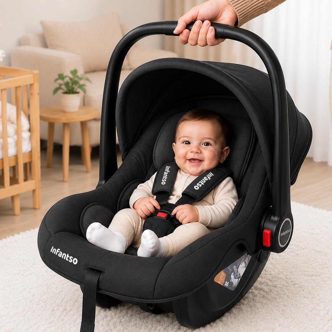 Infantso (4-in-1) Baby Carry Cot, Seat, Feeding Chair & Rocker for Infant Babies of 0 to 15 Months | Adjustable Handle, Canopy, Washable Cover | Baby Car Seat with 3-Point Safety Harness - Upto 13 Kgs-image-17