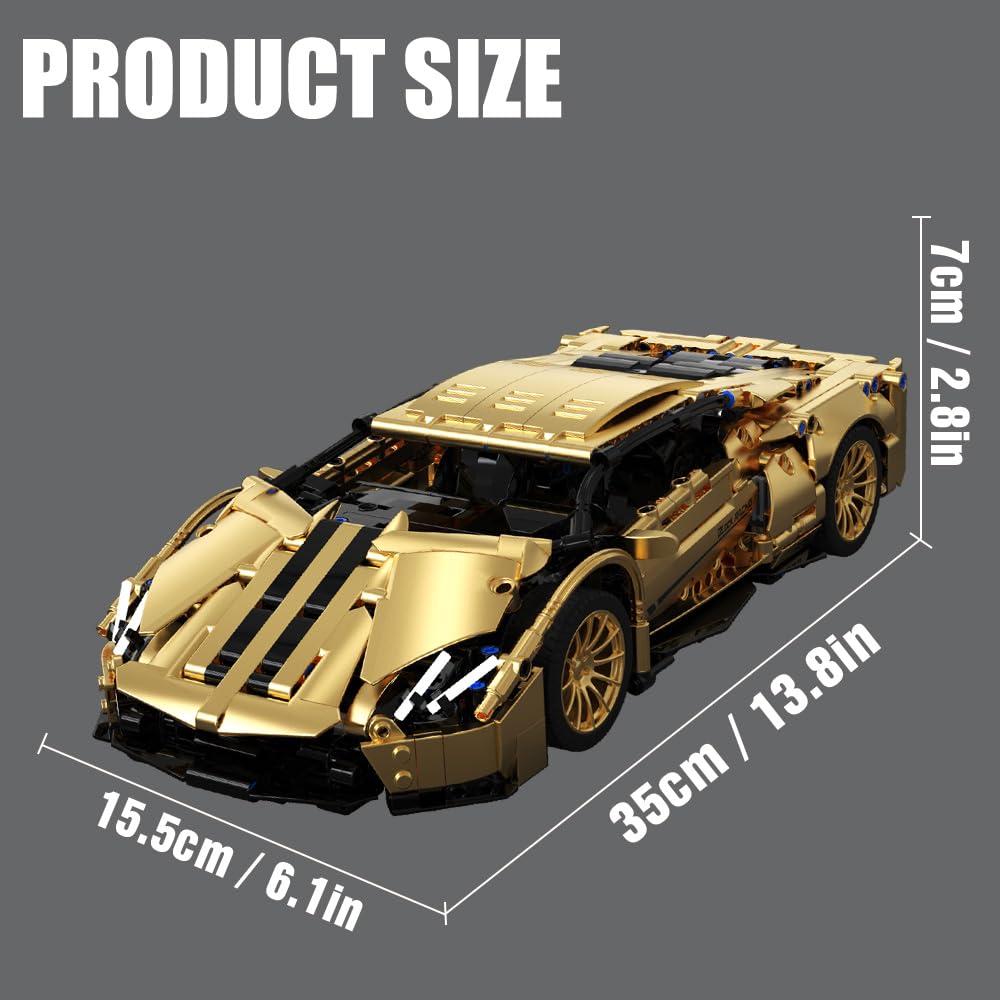 RiceBlock Sports Car Building Blocks Toys Boys or Adults Kits，1:14 MOC Building Set Raceing Car Model,Super Cars for Boys Age 12+ and Adult，1309 Pieces