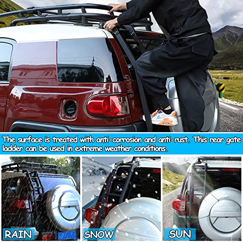 Llkuang Aluminum Car Rear Ladder Tail Door Ladder Climbing Compatible With Toyot@ Fj Cruiser 2007-2021 Tailgate Ladders Rear Gate Ladder Kit Black,Left Side #TOP3
