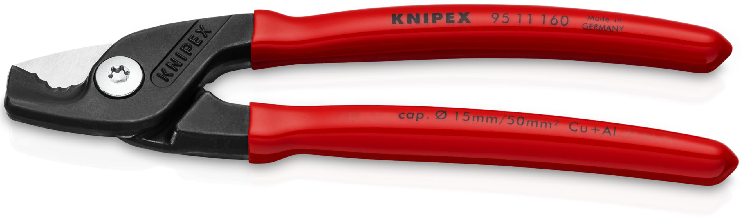 KNIPEX StepCut Cesoia per cavi in confezione Self-service brunita rivestiti in resina sintetica 160 mm, 95 11 160 SB