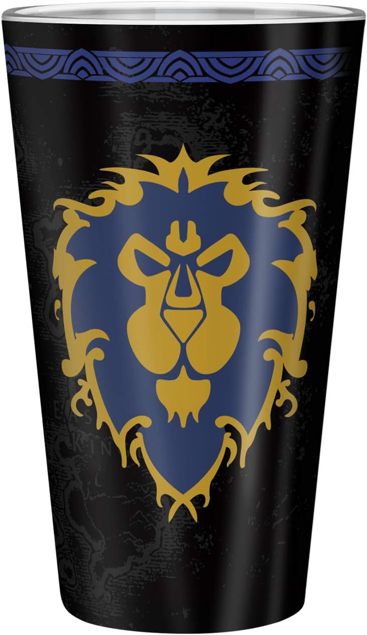 ABYSTYLE World of Warcraft Alliance Drinking Glass 14 Oz. Blizzard Entertainment Game Drinkware Home & Kitchen Essential Gift. Includes 1 Glass