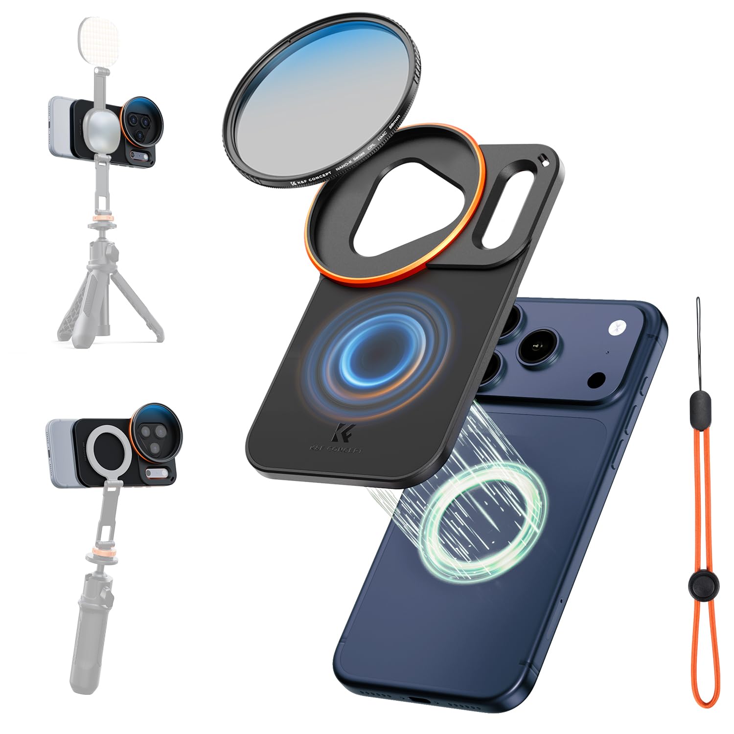 K&F CONCEPT Double-Sided Magnetic Lens Filter Mount Adapter with 58mm CPL Filter, Compatible with iPhone 17 Pro Max and 58mm Threaded Filters, CPL Filter Compatible with iPhone Camera Lens-picture-20