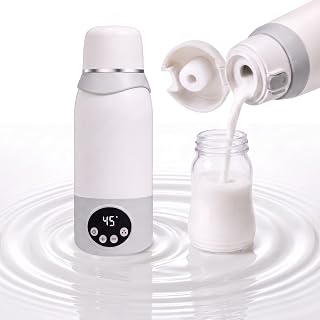 Flaschenwärmer Baby unterwegs, 320W Schnellheizung, 37–100°C, 12000mAh Akku | Milch erwärmen, Wasser kochen und warmhalten in einem Gerät. 316L Edelstahl, ideal für Reisen, Auto und Nachtfütterung