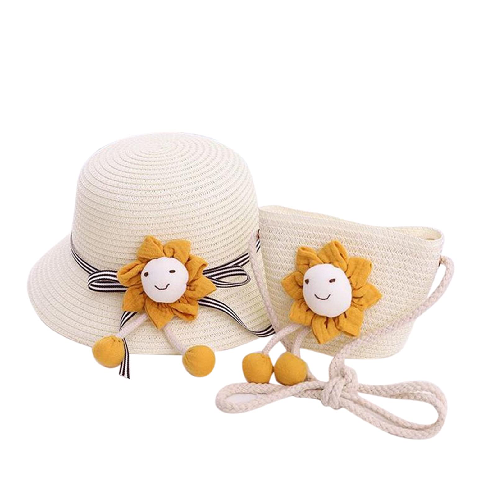 TDEOK Gorro de bebé para niña de 6 a 12 meses, sombrero de sol para niños, bolsa de paja, cómics, sombrilla para niñas, sombrero para niños, gorro de sonido para niñas