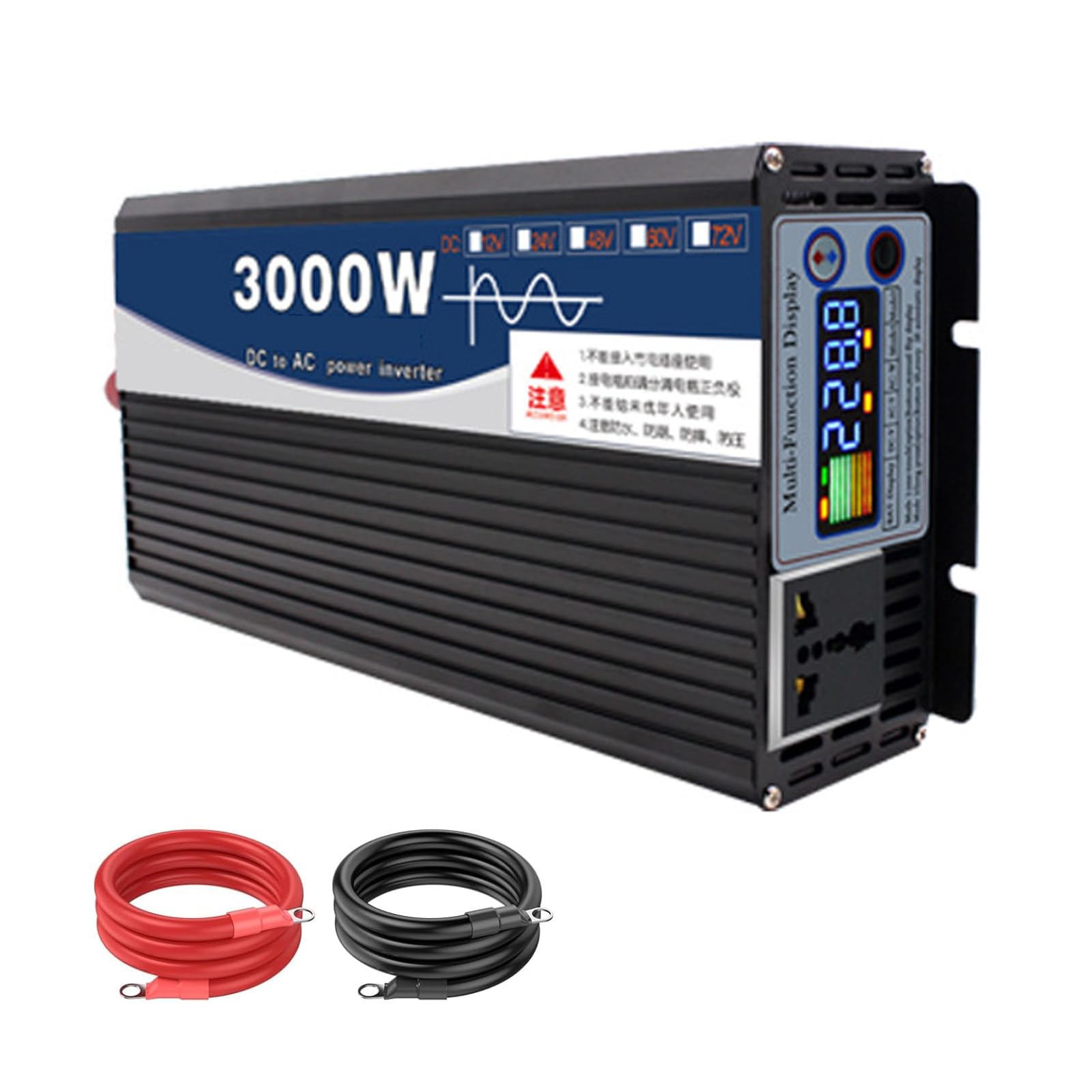 GQQSXZNTD 3000W Pure Sine Wave Inverter Converter 12V 24V 48V 60V 72V DC to 120V 230V AC High Efficiency Inverter, Off-Grid Solar Power Inverter for Home, RV, Truck(Size:72v to 110v)