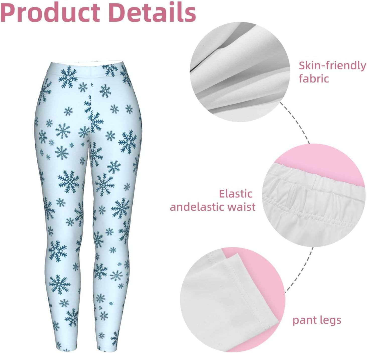 Snow Stretch Leggings,Opaque Printed Elasticity Pants for Workout