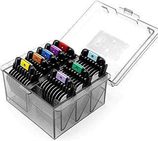 Shernbao Stainless Steel Snap-On Comb Set for A5 Clippers #10/15/30 - 8 Color-Coded Sizes for Dogs, Cats & Horses Grooming