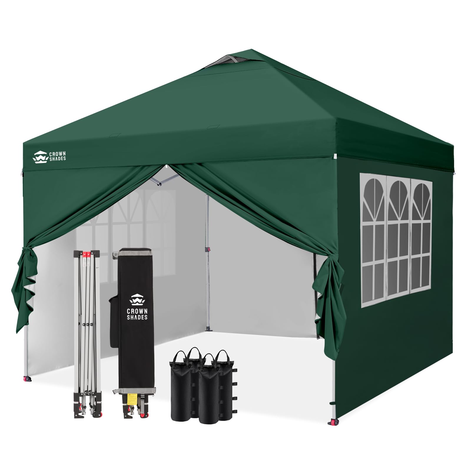CROWN SHADES Pavillon 3x3 Wasserdicht Stabil Winterfest mit 4 Seitenteilen, Pop up Gartenpavillon UV Schutz 50+, Partyzelt Für Outdoor Camping, 3-Fach Höhenverstellbar, Pavillion mit Tragetasche