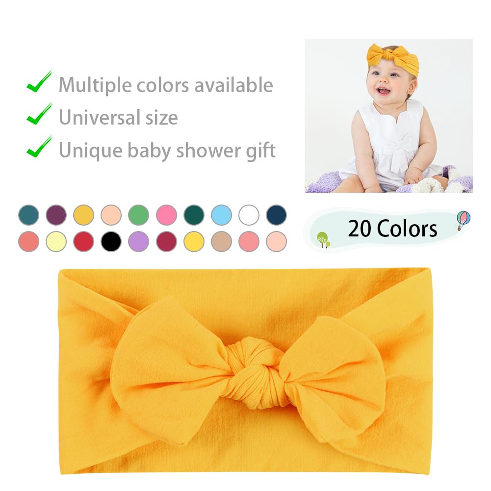 Aolso Lot de 20 bandeaux pour bébé fille avec nœuds pour cheveux de nouveau-né à tout-petit