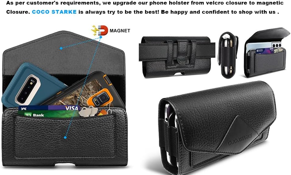 Leather Phone Holster Suitable for Samsung, Motorola, iPhone 15, 14, 13 Pro Max, Leather Phone Bag,Cell Phone Holster with Belt Clip/Dual Phone Case for Two Phones - Image 8
