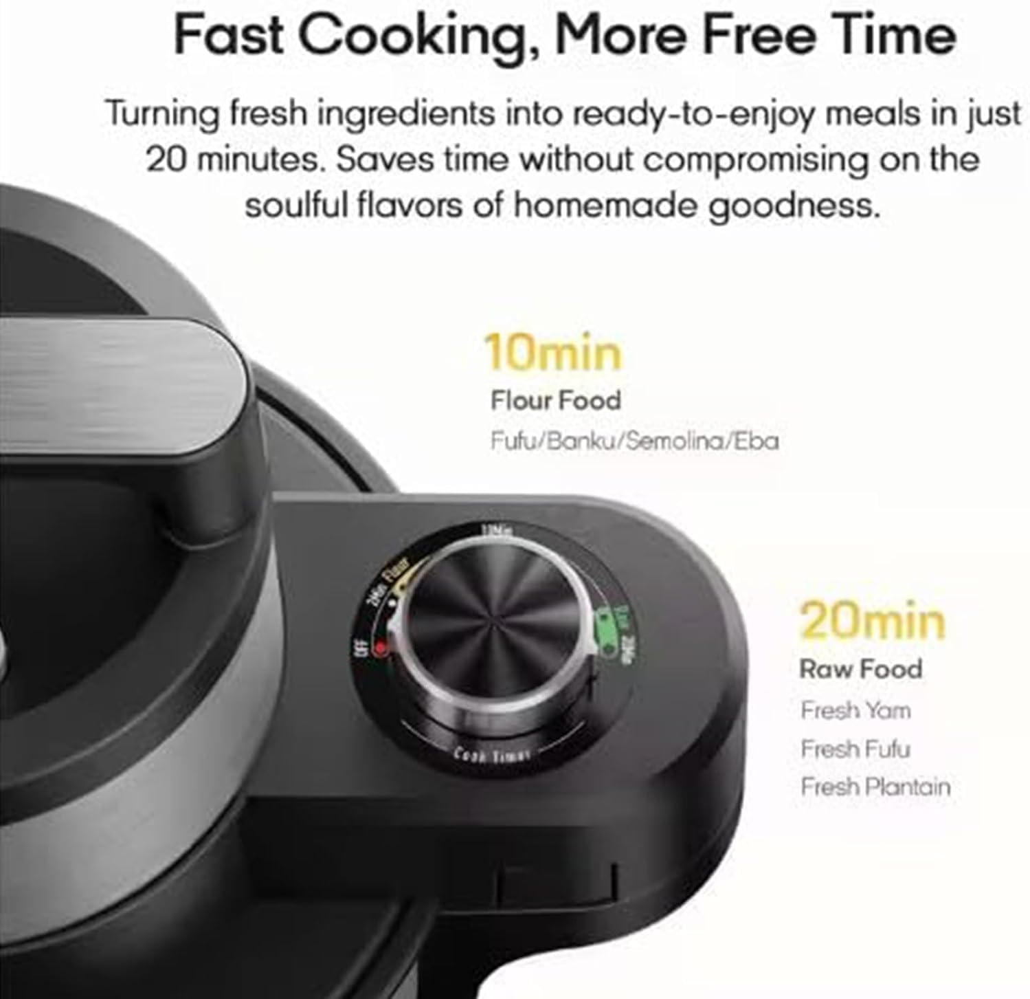 Máquina eléctrica automática para Preparar Alimentos, procesador de Alimentos de 6 litros, máquina para cocinar y machacar, Ideal para Preparar ñame machacado para fufu y Amala