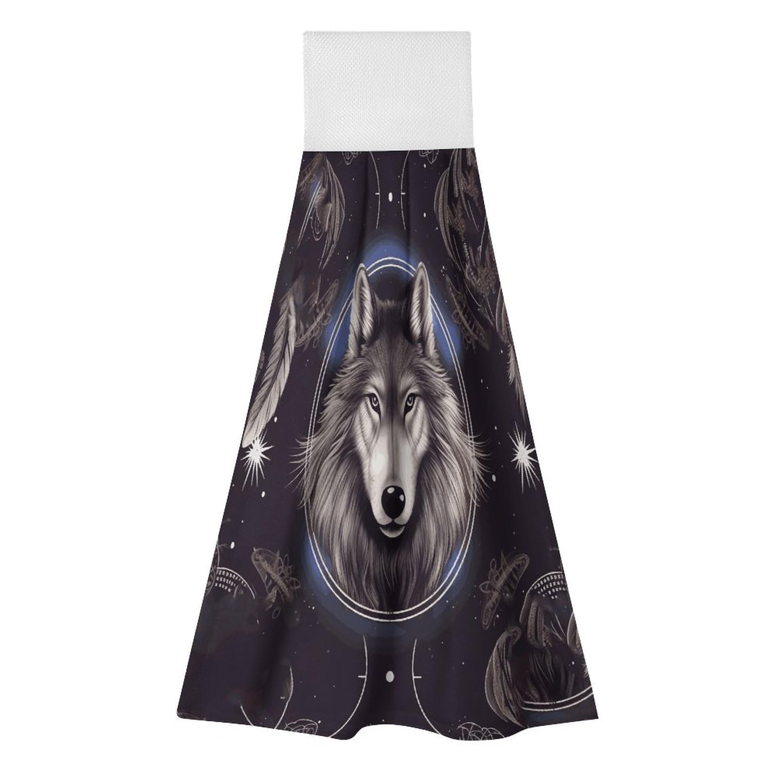LZQPOEAS Wolves and Dream Catchers Hand Towel Reusable Polyester Towel Quick Dry Microfiber Washcloths, Reusable Lint Free Cleaning Towels for Bathroom Kitchen Hotel Spa Home Daily Use