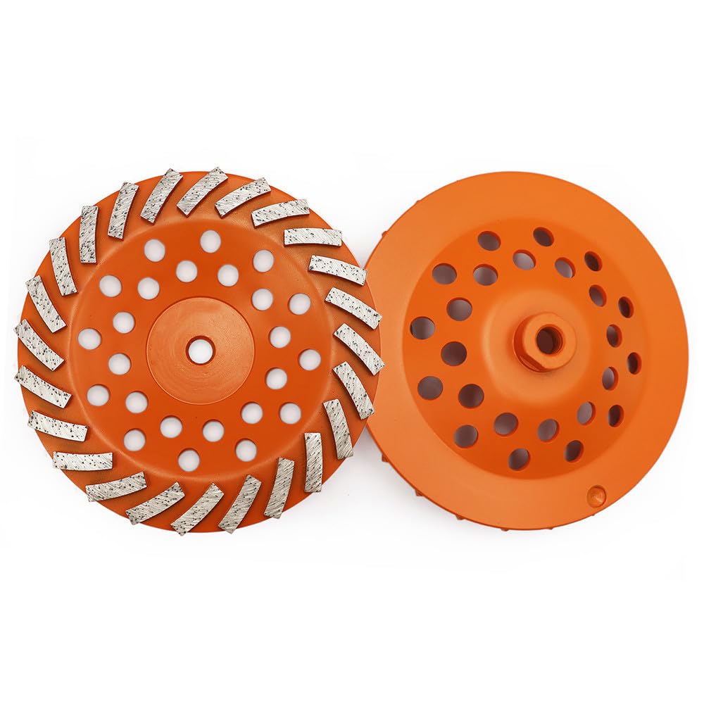 2 piezas de 7 pulgadas de diamante Turbo Row Grinding Cup Wheel 180 mm Disco de pulido para hormigón, mampostería, material de construcción, 2 piezas de 7 pulgadas, 1