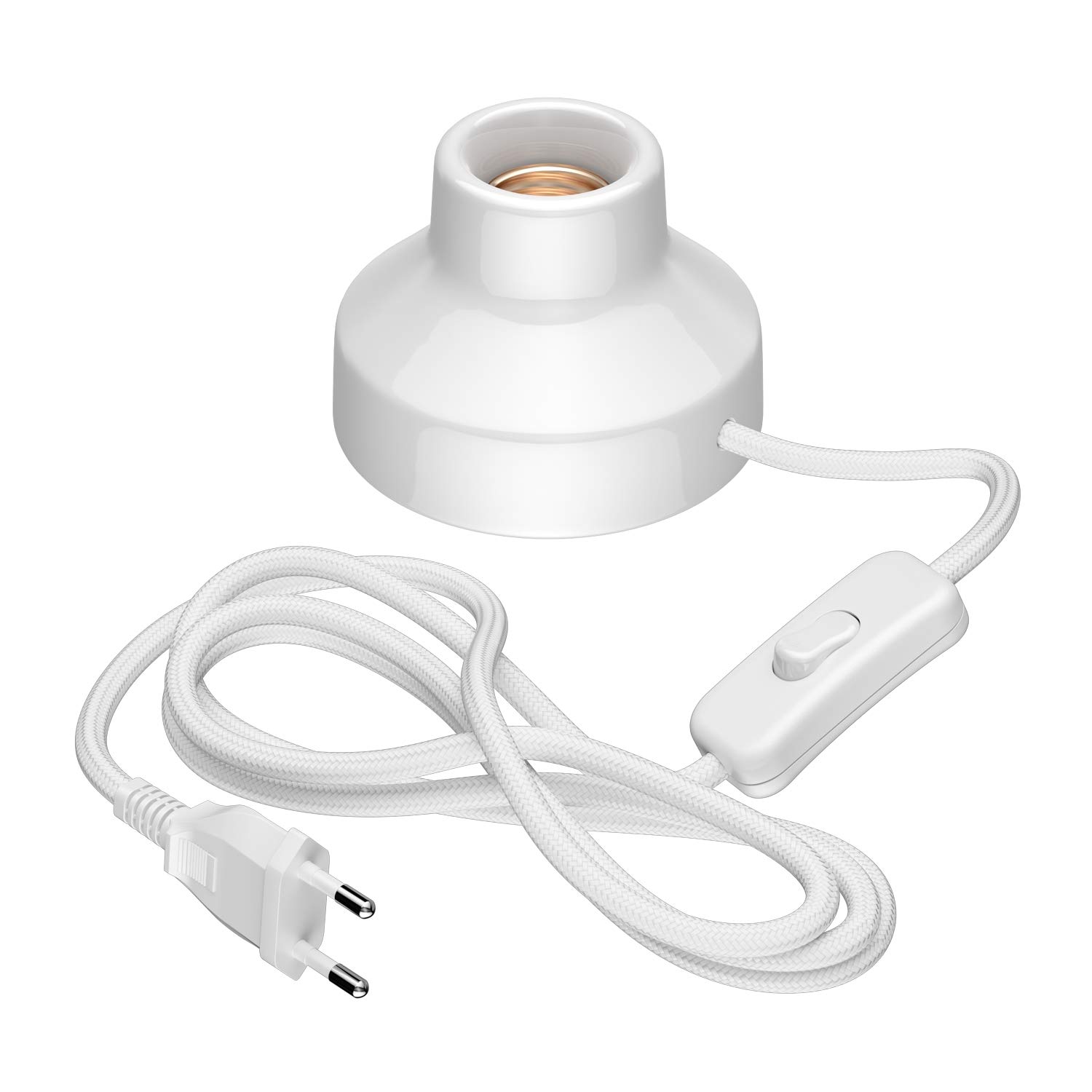 ledscom.de 2x lampada da tavolo TIX, interruttore, porcellana, bianco, 1x E27 max. 300W