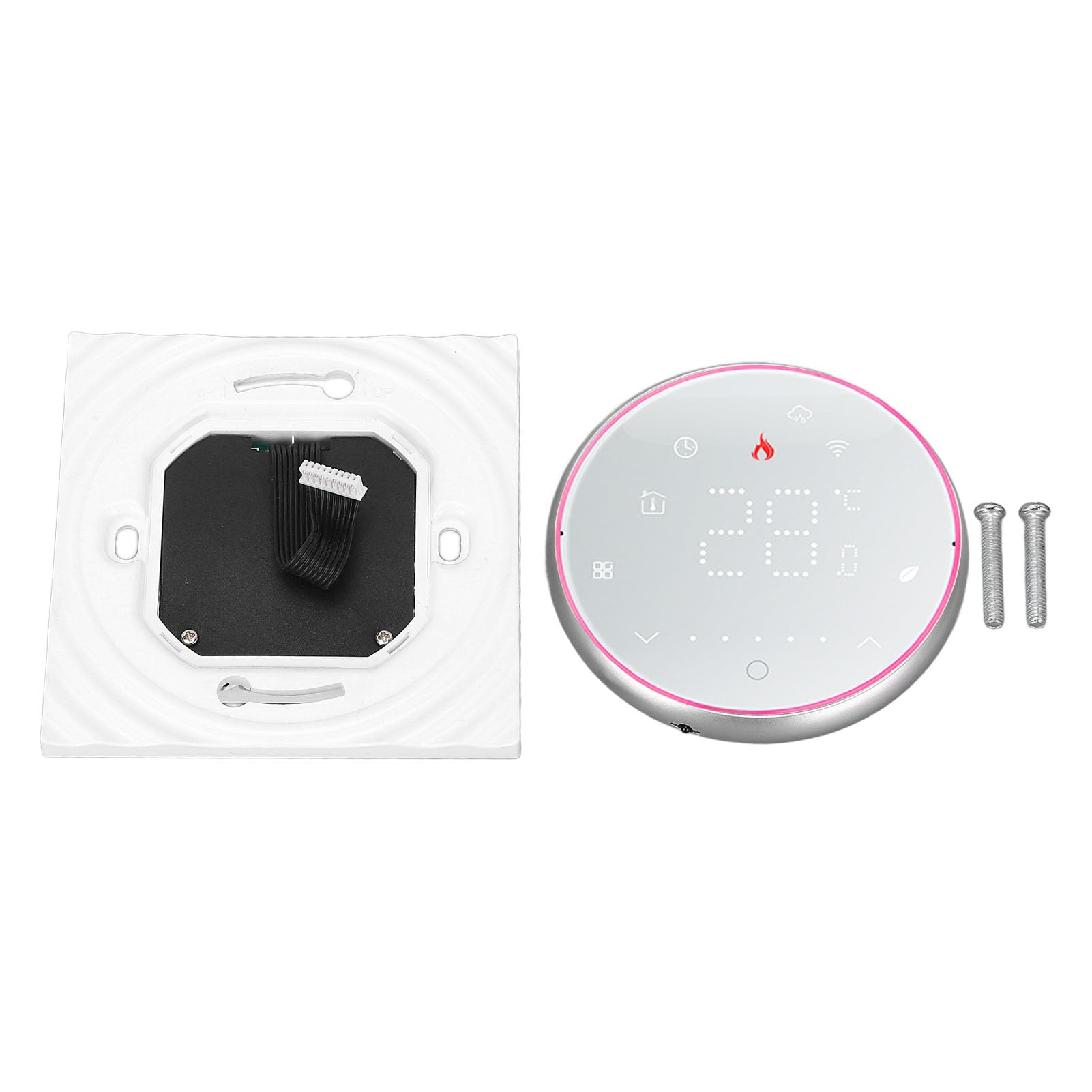 Jeffergarden Termostato WiFi, Termoregolatore LCD Retroilluminato Sottile, Impostazioni Personalizzabili per Sistemi di Riscaldamento Domestico, Richiede Cavo C per l'installazione (WHITE)