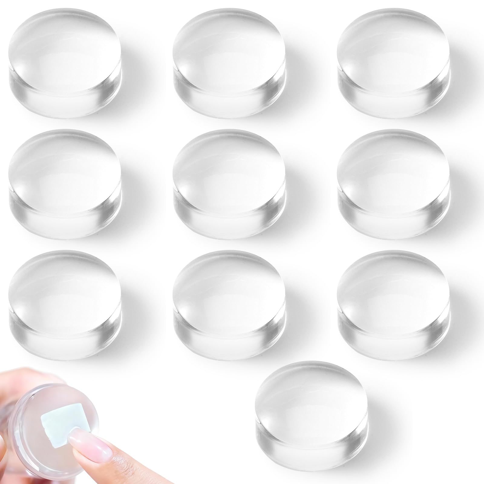 10 Pcs 2.8CM Clear Jelly Silicone Nail Art Stamper Head French Tip Transparen...