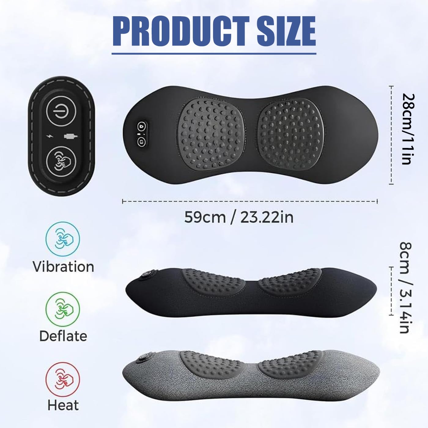 3 In 1 RüCkenmassagegeräT Zentira, Back Massager with Traction, Vibration & Heat, Ergonomic Massagekissen Rücken für Unteren Rücken, Nacken (BH)