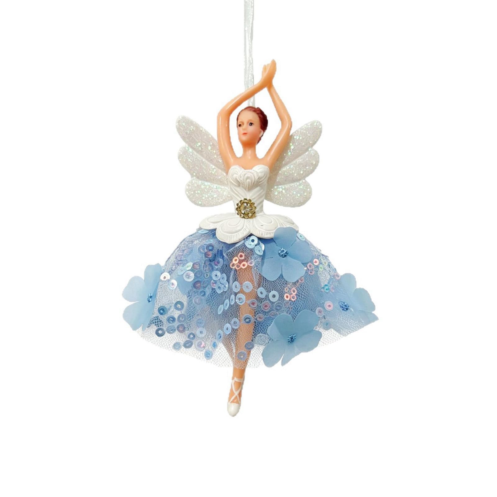 Tfaoys Blue Enchanting Ballet Dancer Hangings Decor With Elegant Tulle Ballet Themed Holiday Ornament For Christmas Celebrations Themed Holiday Ornament