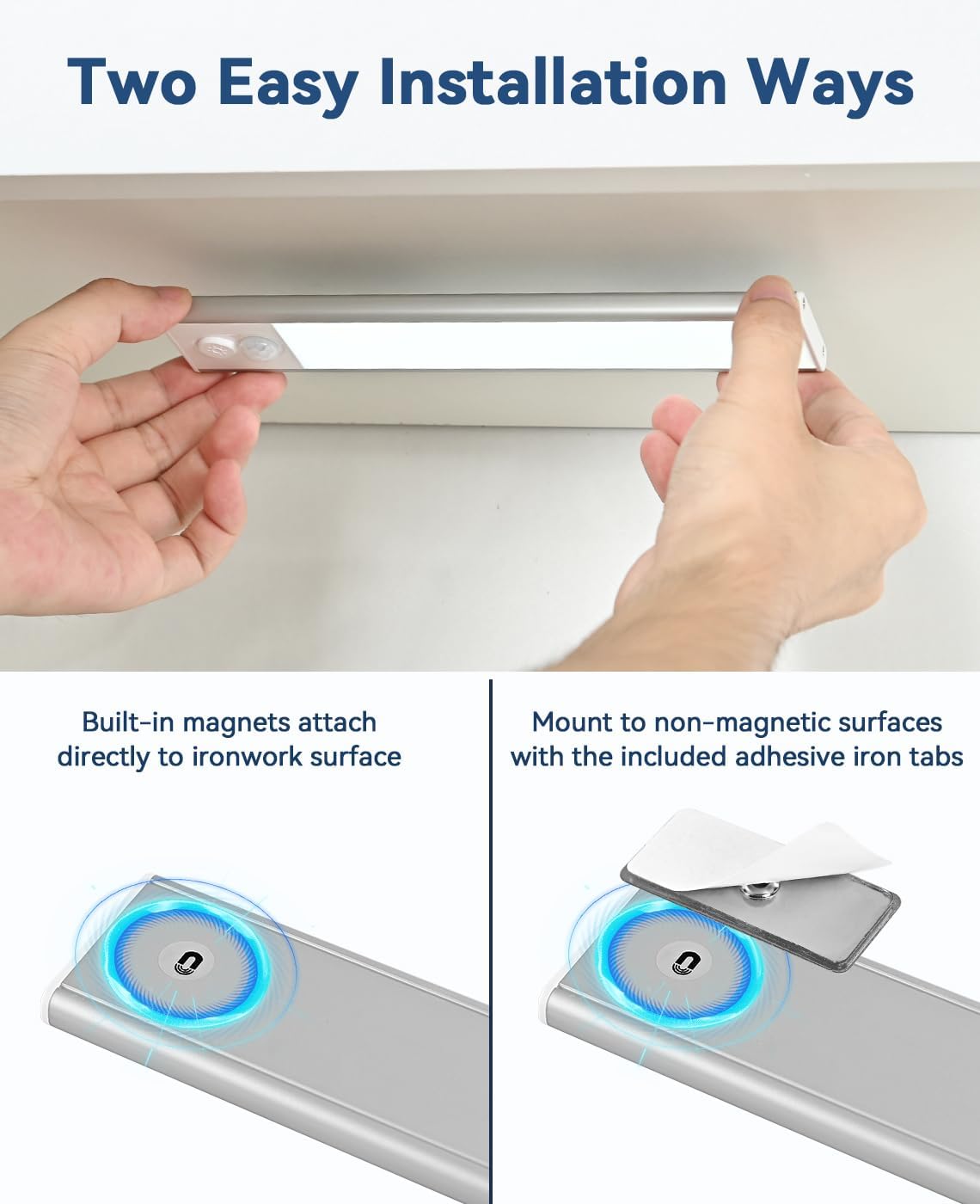 Under Counter Lights for Kitchen, Dimmable Magnetic Motion Sensor Under Cabinet Light, 1100 mAh Wireless LED Under Cabinet Lighting Rechargeable - Shelf, Closet, Stairs, Hallway
