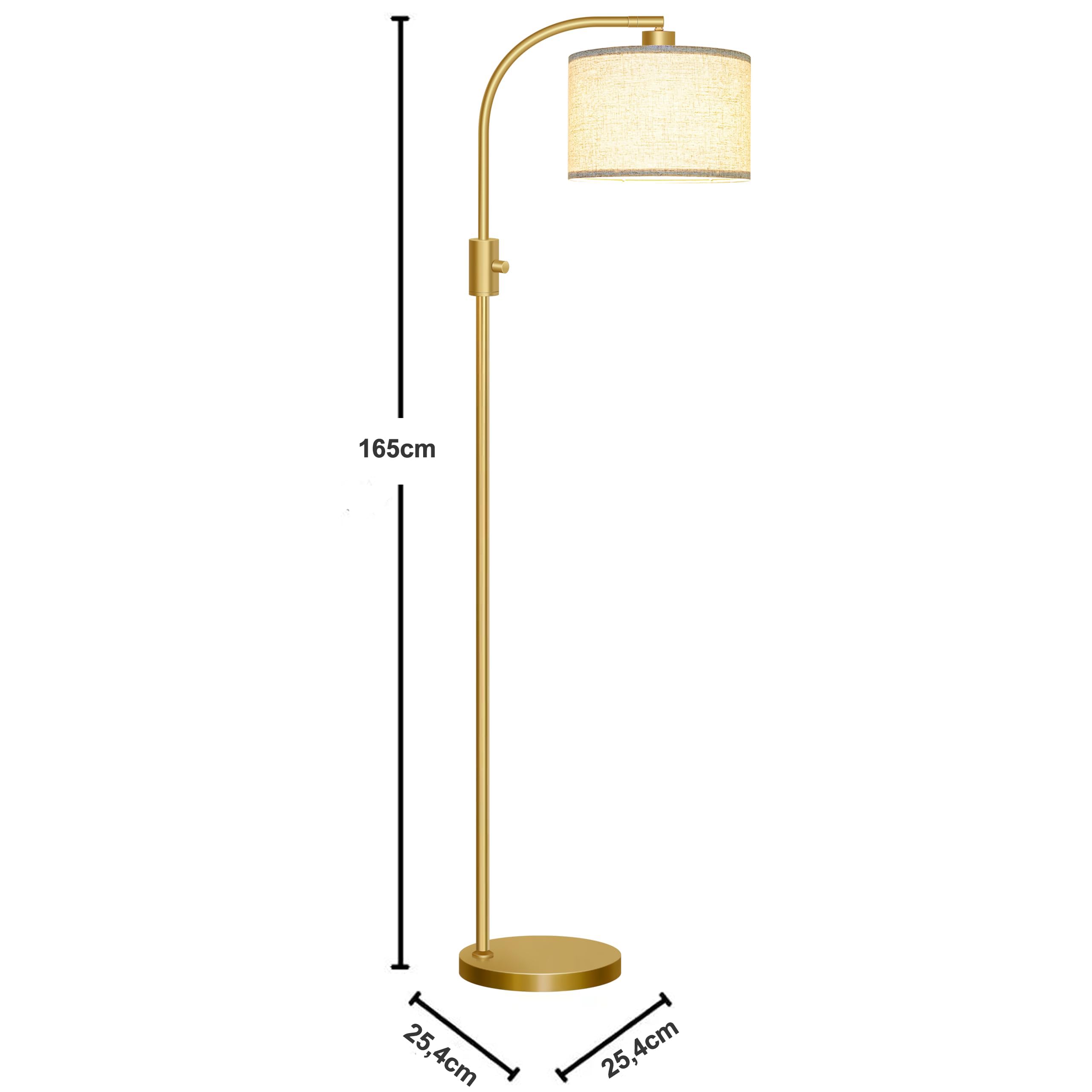 Nintiue Lampara de pie regulable, Bombilla LED de 1200 lúmenes incluida, 165cm lampara de pie salon, lámpara de pie de arco con Pantalla Ajustable para Dormitorio y Oficina