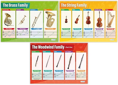 Miniatura 3 de Daydream Education Instrument Family Orchestra - Pósteres musicales para aula, juego de 6, papel brillante, extragrande, 33 x 23.5 pulgadas,