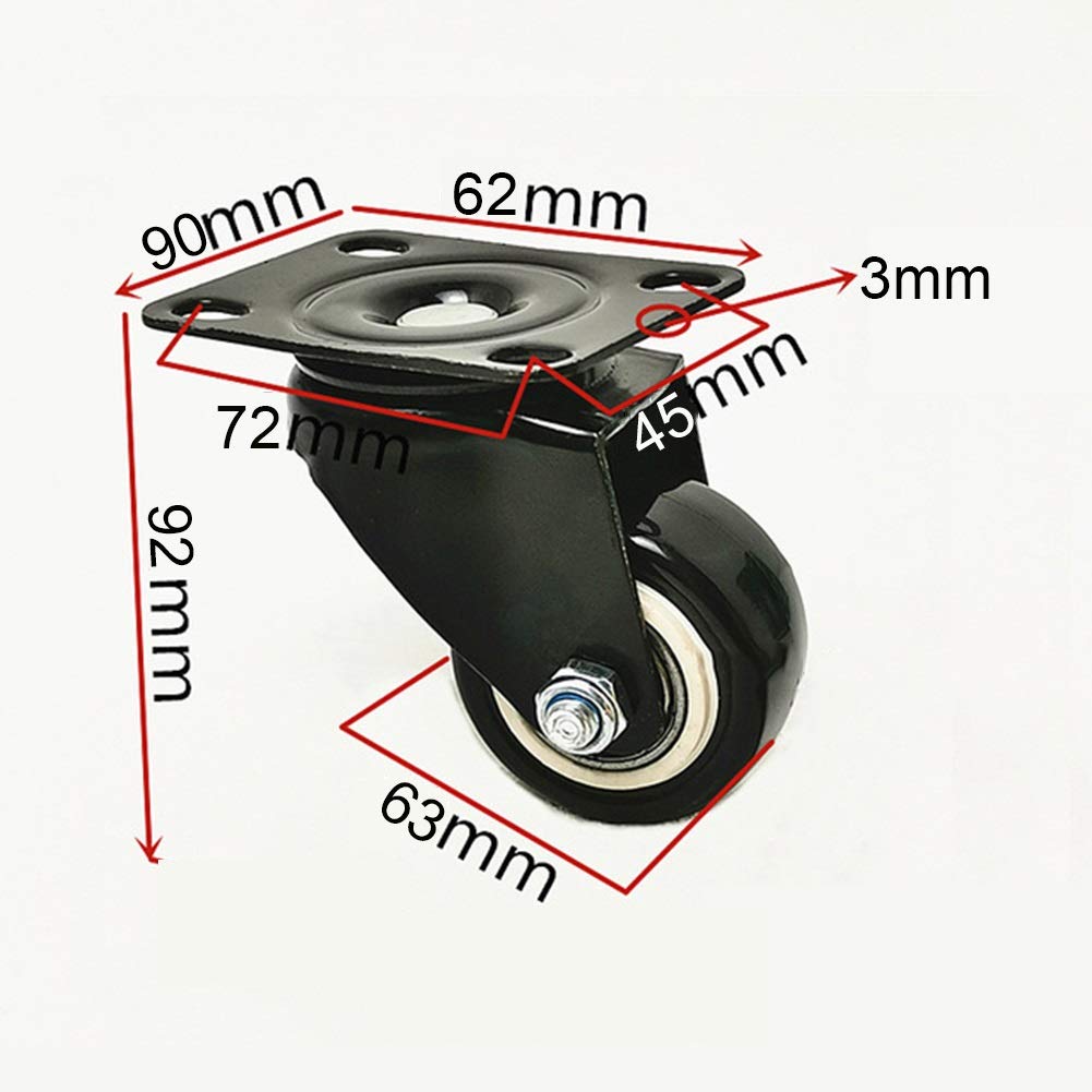 Ruedas de ricino, Ruedas giratorias Mute 4, rodamientos de 50 mm Ruedas con Freno Ruedas giratorias de Alta Resistencia, para Muebles Mesa con Mesa Cama con Ruedas 200KG