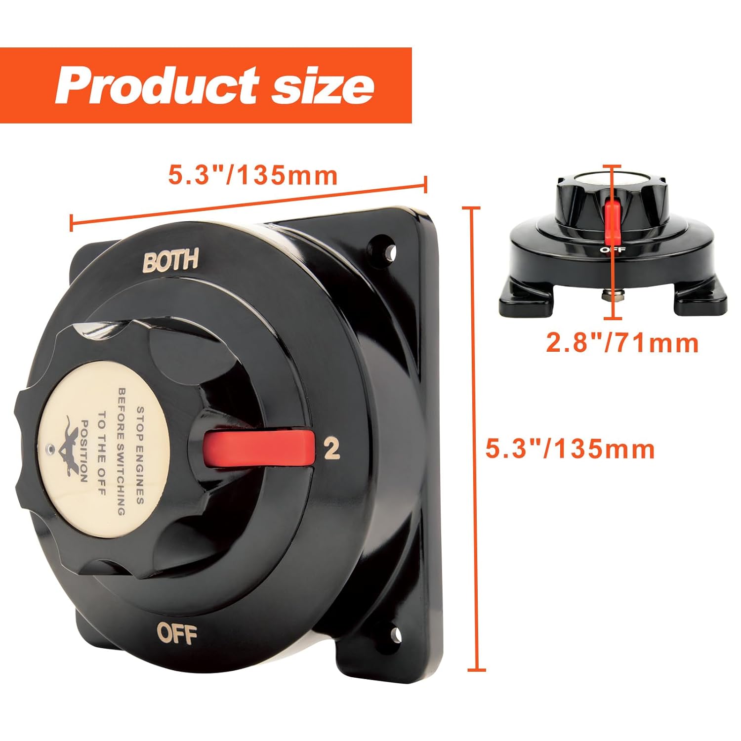 Marine Heavy Duty Dual Battery Selector Switch,Boat Safety Disconnect Switch Battery Master Switch Isolator ​for Power Disconnect Cut Off