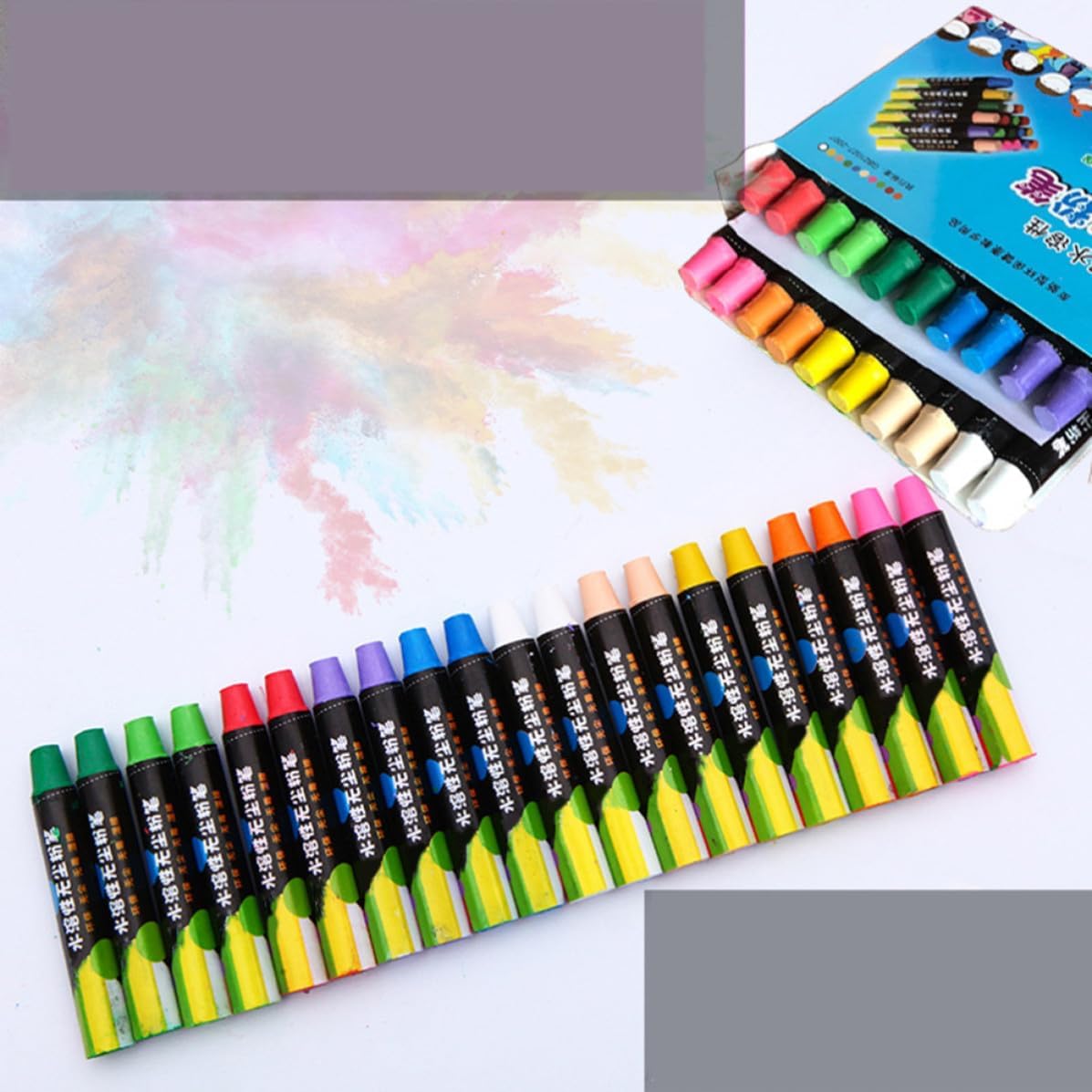 Angoily 20pcs Water Based Dustless Chalk for School, Home, Kindergarten Use