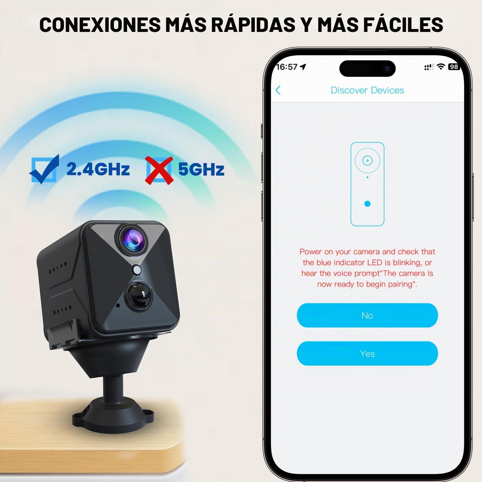 Javiscam Mini cámara WiFi 4K Mini cámara de vigilancia inalámbrica para interior/exterior con grabación larga baterías con mini detección movimiento visión nocturna