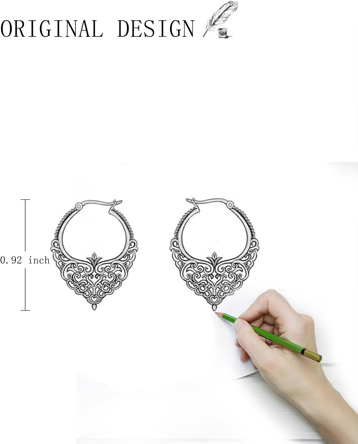 Filigree Earrings for Women Sterling Silver Vintage Filigree Hoop Earrings Jewelry Valentine Christmas Gifts - Image 6
