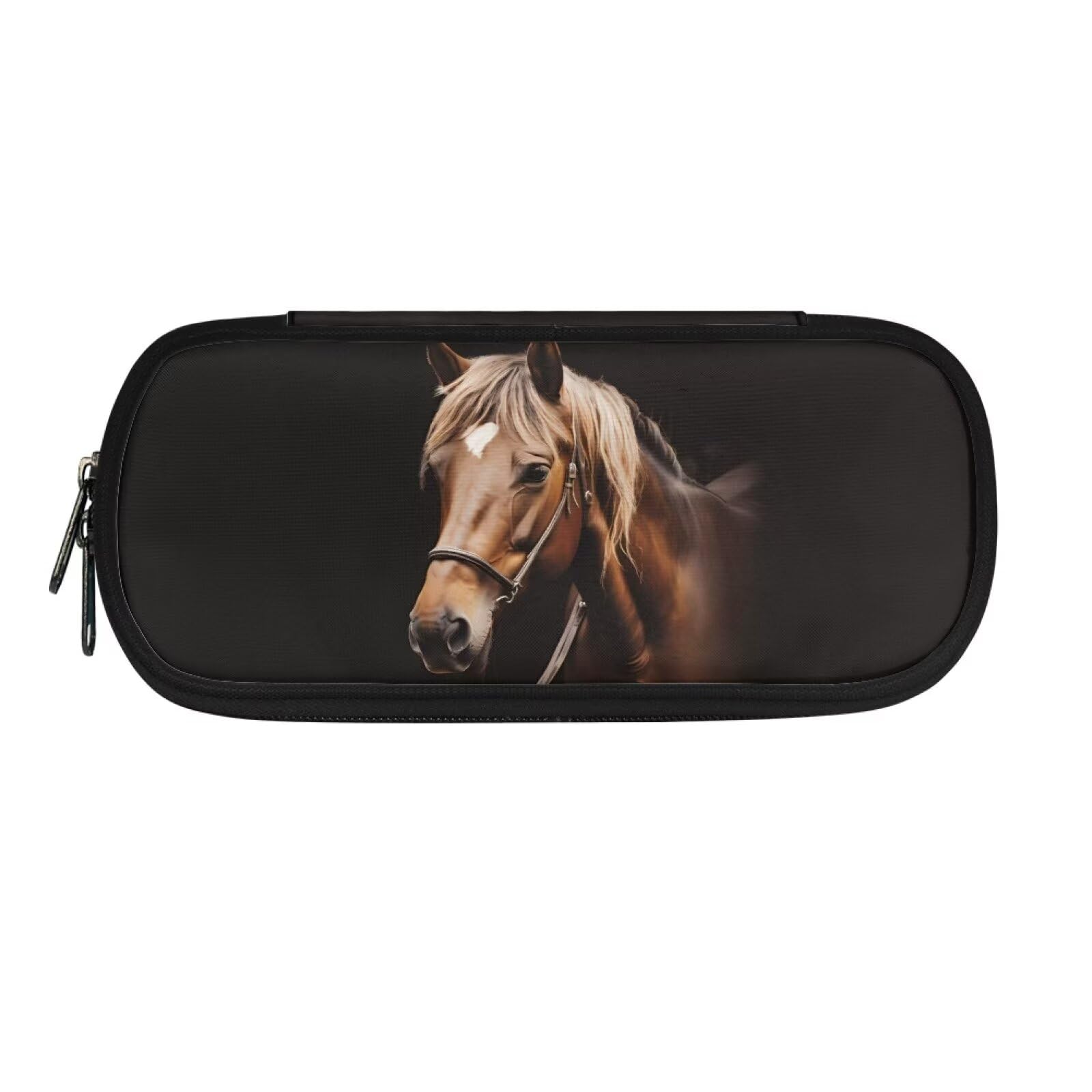 HUGS IDEA Brown Stallion Large Pencil Case for Kid Boys Girls Cosmetic Bag Pouch Holder for Women Aesthetic Stationery Bag School Supplies for Students — image 1