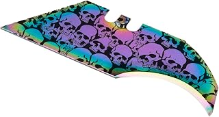 NDZ Performance CCA Custom Concave Utility Knife Blade – Spectrum PVD Coated Steel, Laser Engraved, Standard Utility Knife Compatible, Skull – 1 Pack