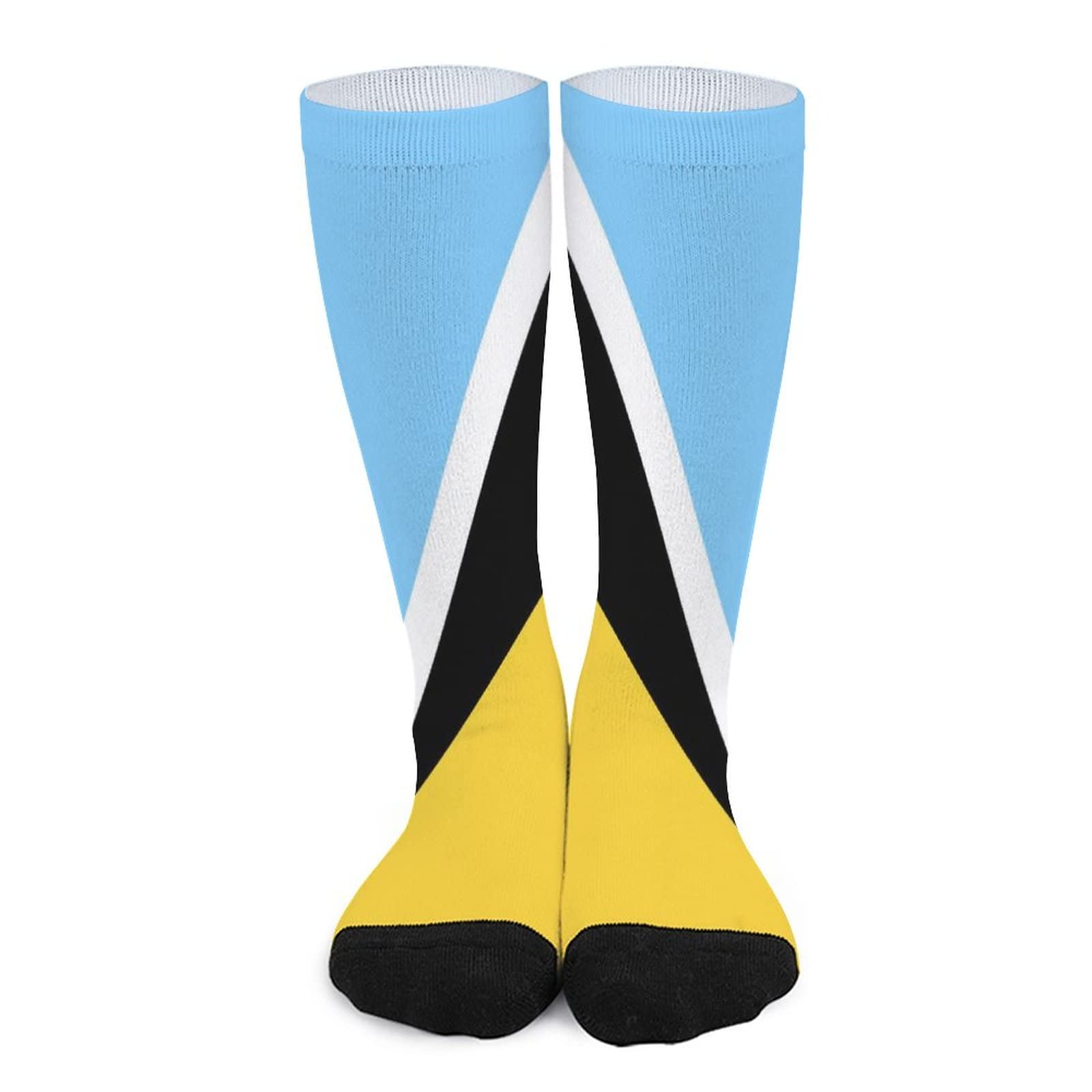 Nlwqekv Unisex As Pic Socks Saint Lucia Flag Casual Socks Funny 3D Print Colorful Soft Athletic Sport Novelty Tube Crew Socks