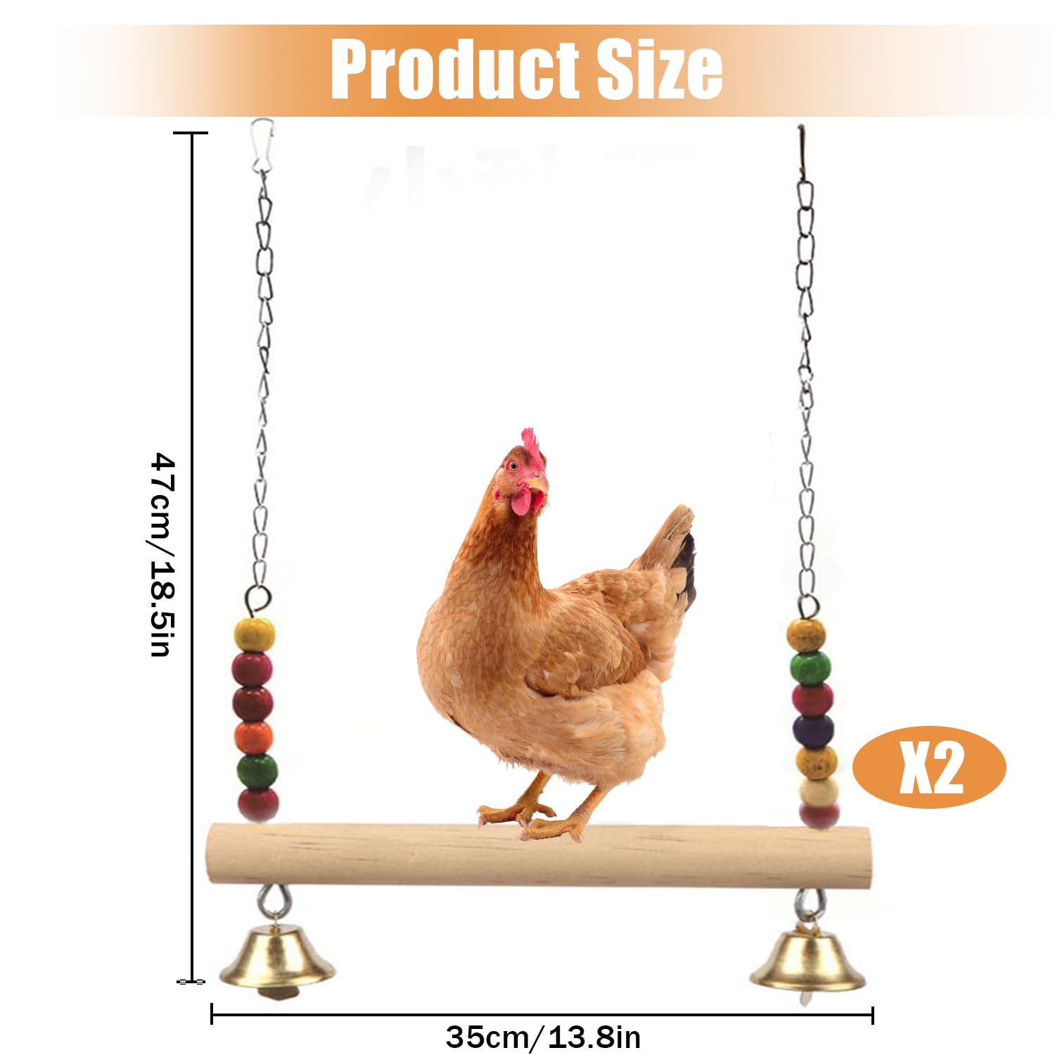 2 columpios de madera para pollo, juguete de perca para pájaros de pollo, soporte de madera natural para pollo, columpio hecho a mano para entrenamiento, accesorios de gallinero para pollo, loro
