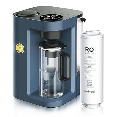 Bluevua RO100ROPOT-Lite(UV) Countertop Reverse Osmosis Water Filter System, 7-Stage Purification with UV and Remineralization, 3:1 Pure to Drain, Portable Water Purifier (Blue)