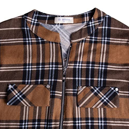 Image of Bulotus 3 /4 Length Sleeve Womens Striped Tops Zipper V Neck Collared Blouses Business Casual Tunics 2026 Spring Trendy